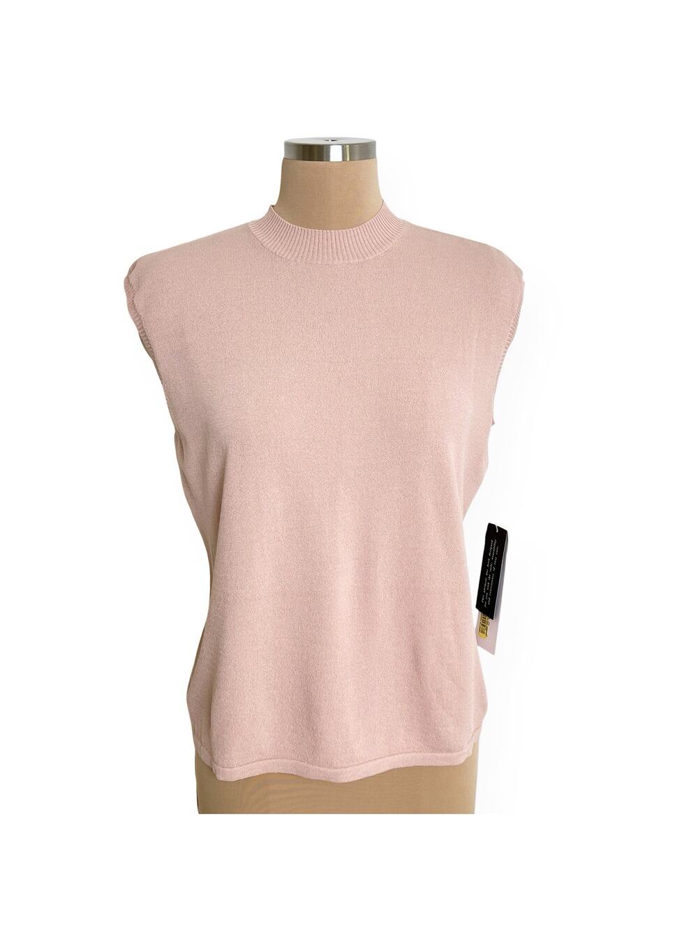 Josephine Chaus Sleeveless Knit Top Size Large Pink Capsule Layer Corporate Chic